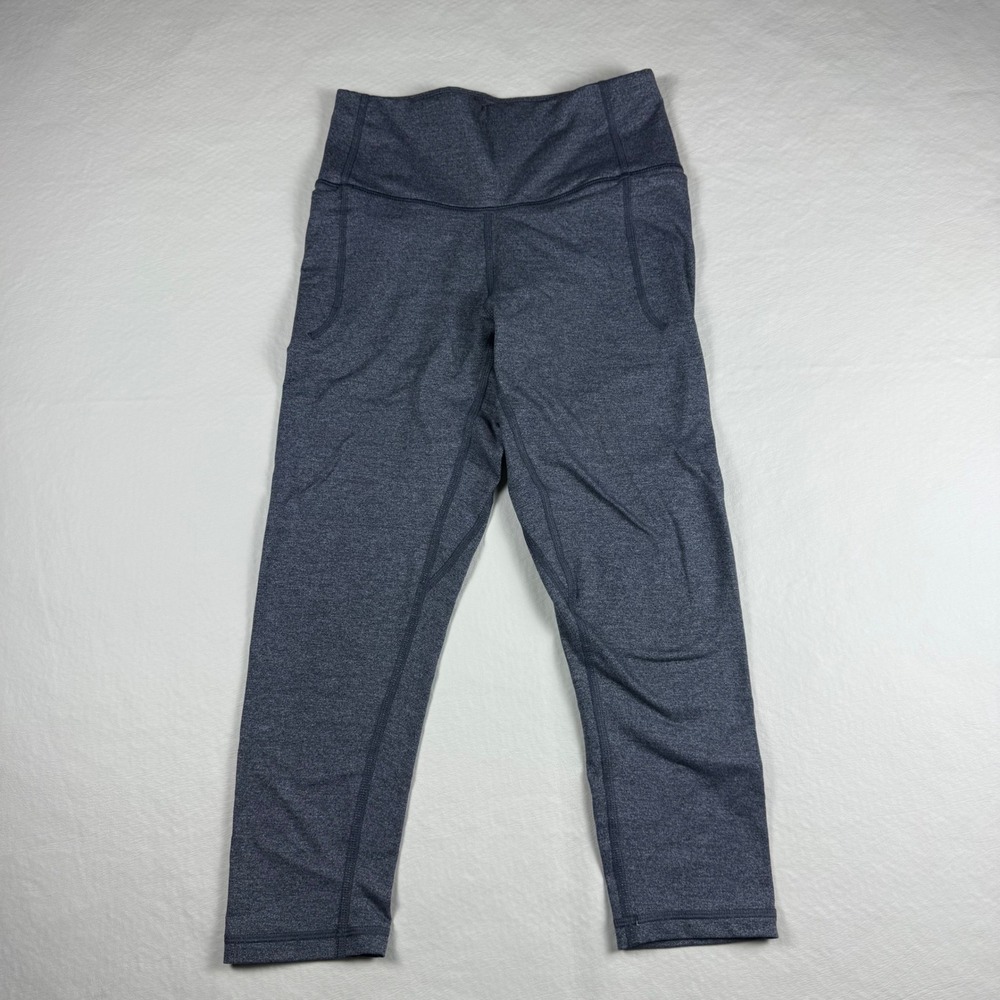 Under Armour Womens Gray Heathered High Rise Cropped Leggings with Pockets S